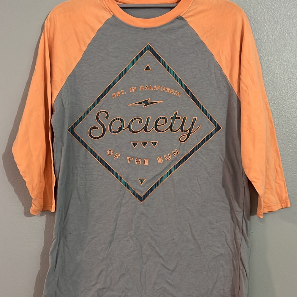 Men's Gray and Orange Raglan Shirt